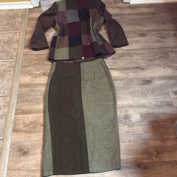 Vintage 1ofakind Designer California 2 piece multipattern tweed skirt & jacket - Picture 7 of 8